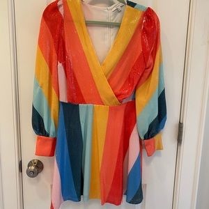 Olivia Rubin Kylie Rainbow Sequin Mini Dress